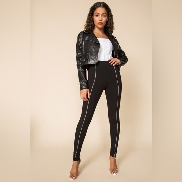 superdown x Revolve Colette Cropped Moto Jacket in Black - Picture 2 of 8